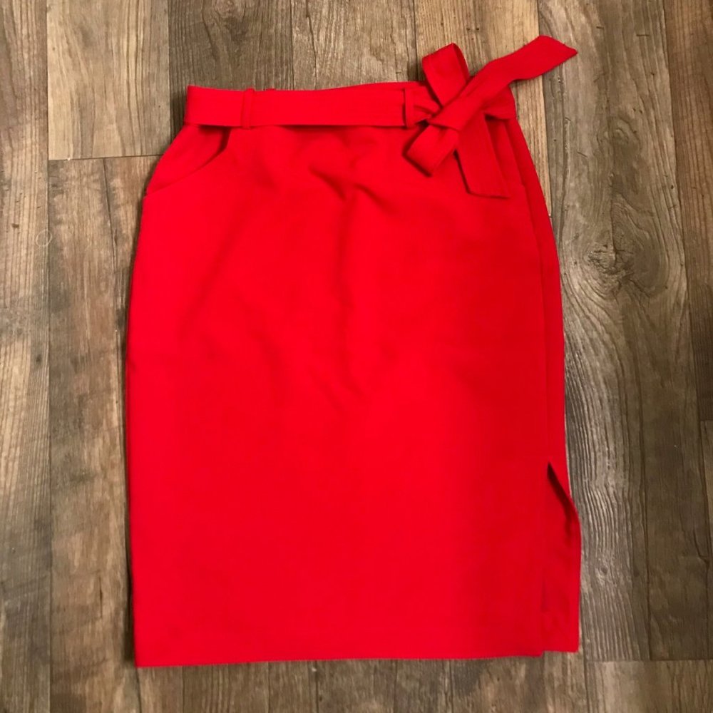 Banana Republic Red Tie-Waist Pencil Skirt - 10